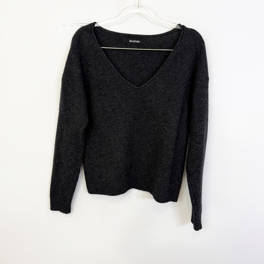 NAADAM Charcoal Gray 100% Cashmere V-Neck Sweater Size XXS - Picture 3 of 6